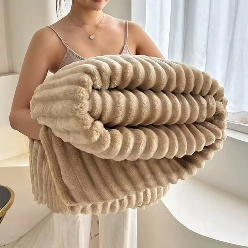 Plaid nervuré ultra-doux coloris Beige Latte