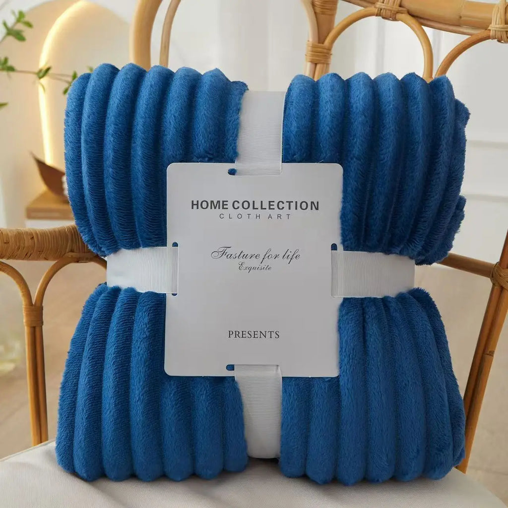 Plaid nervuré ultra-doux coloris Bleu Roi