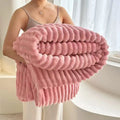 Plaid nervuré ultra-doux coloris Rose Poudré