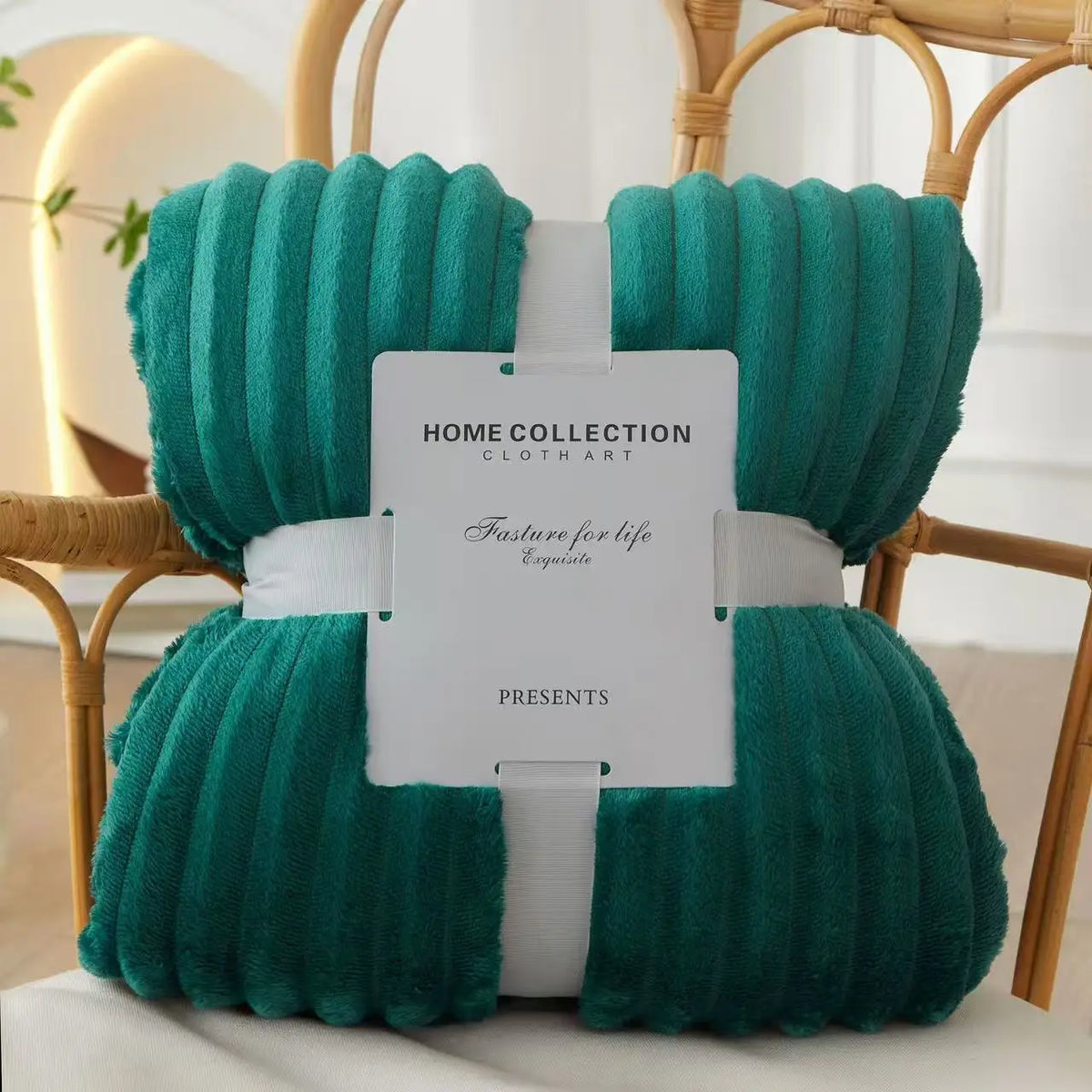 Plaid nervuré ultra-doux coloris Vert Émeraude